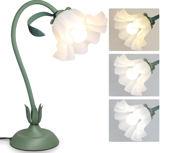 NewAoNaSen Flower Table Lamp Flexible Gooseneck Green Light