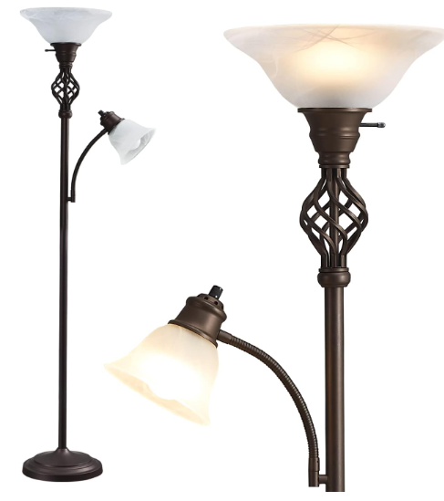 GyroVu LED Torchiere Floor Lamp Frosted Glass Shade Design