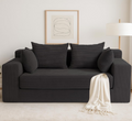 3-in-1 Convertible Sofa Bed Black Corduroy With Four Pillows