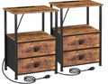 LOAKEKEL Nightstands Set of 2 Charging Station Storage Tables